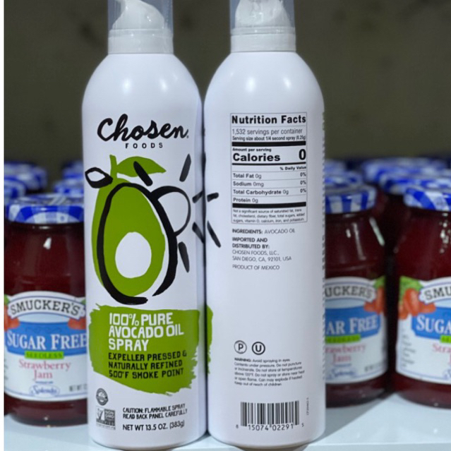 Dầu ăn kiêng dạng xịt từ quả bơ Chosen Foods  0 calo, chai lớn 13.5 oz