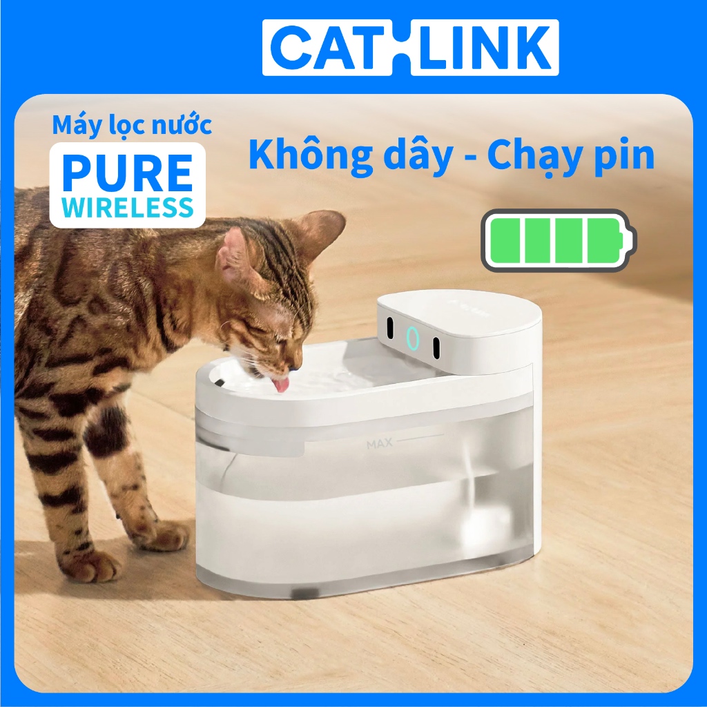 Máy lọc nước cho mèo sạc Pin Catlink PURE WIRELESS Không Dây