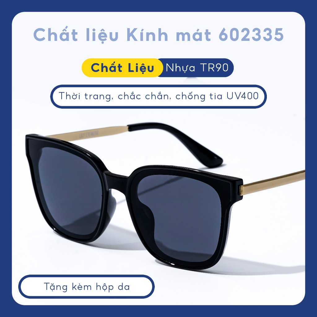 Kính mát nam nữ Lilyeyewear chống UV400 thiết kế mắt vuông dễ đeo màu sắc thời trang 602335