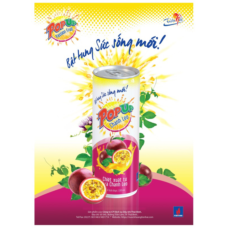 Nước chanh leo PopUp Tiền Hải 330ml