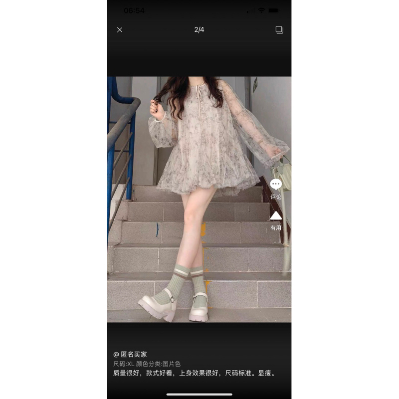 Đầm voal dài tay dáng baby doll