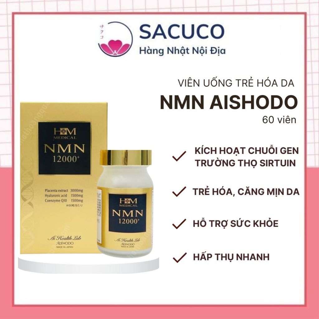 Viên uống NMN 12000 Aishodo  - Viên trẻ hóa và chống lão hóa toàn diện