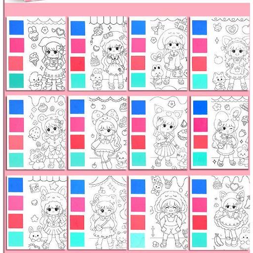 Sổ tô màu 12 trang cho Bé kèm màu nước được nén khô và cọ