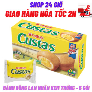 Custas bánh bông lan kem trứng hộp 6 cái