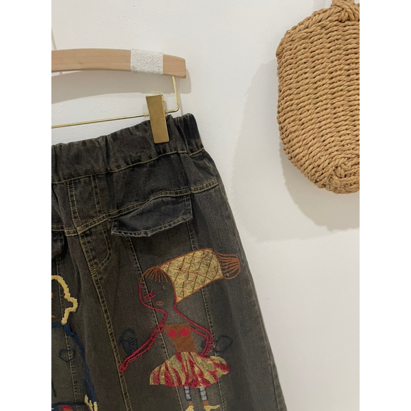 Chân váy jean dài đẹp lạ siêu cưng eo chun 72-80