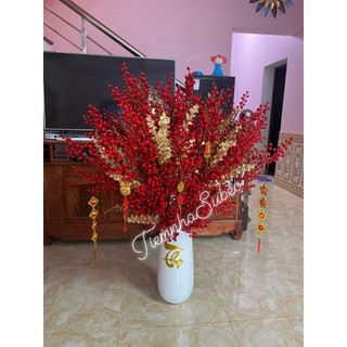 Đào đông 12 nhánh decor trang trí
