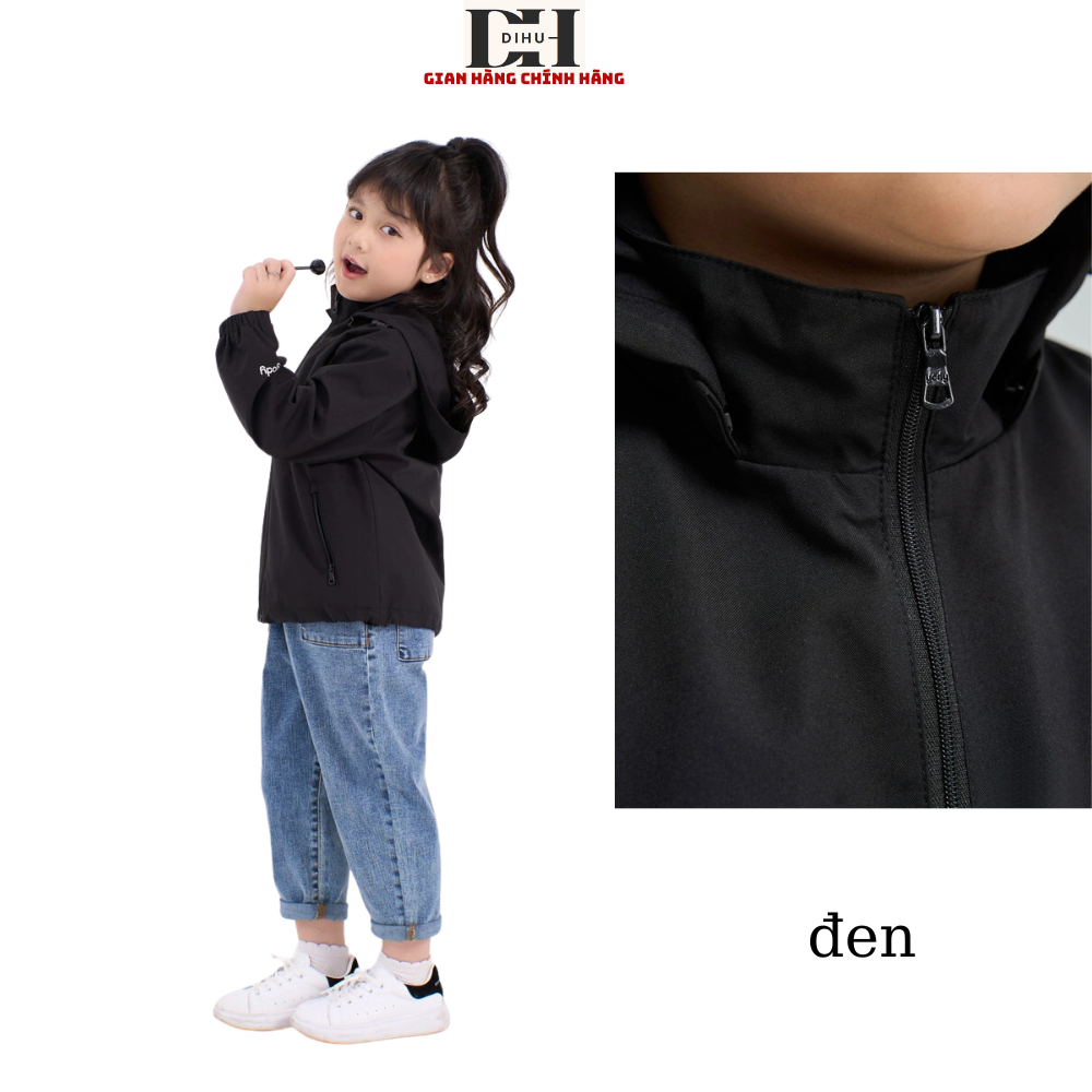 Áo khoác trẻ em Dihu, áo khoác gió cho bé trai bé gái mùa thu đông chống nước bui bẩn tia uv vải dù