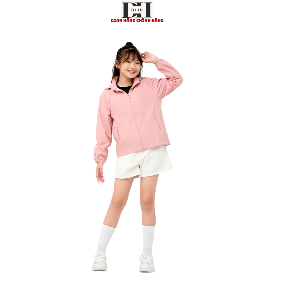 Áo khoác trẻ em Dihu, áo khoác gió cho bé trai bé gái mùa thu đông chống nước bui bẩn tia uv vải dù