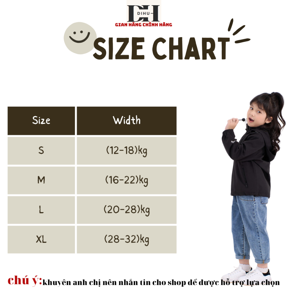 Áo khoác trẻ em Dihu, áo khoác gió cho bé trai bé gái mùa thu đông chống nước bui bẩn tia uv vải dù