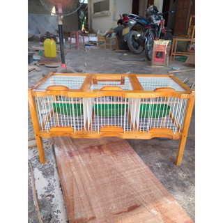 Lồng tắm khuyên lồng tắm 3 ngăn gỗ vàng nan cáp quang độ bền cao