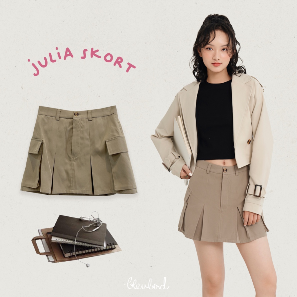 BLEUBIRD Quần váy kaki túi hộp Julia Skort