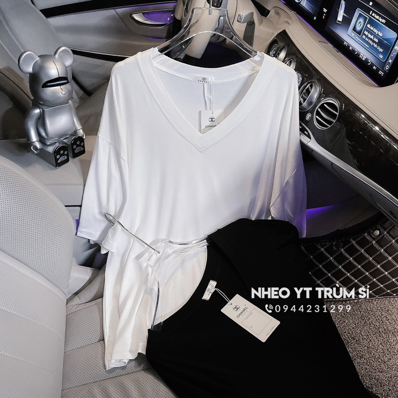 Áo thun cottong giấy cổ tym from rộng giấu quần sexy cho nữ loại đẹp chất mát