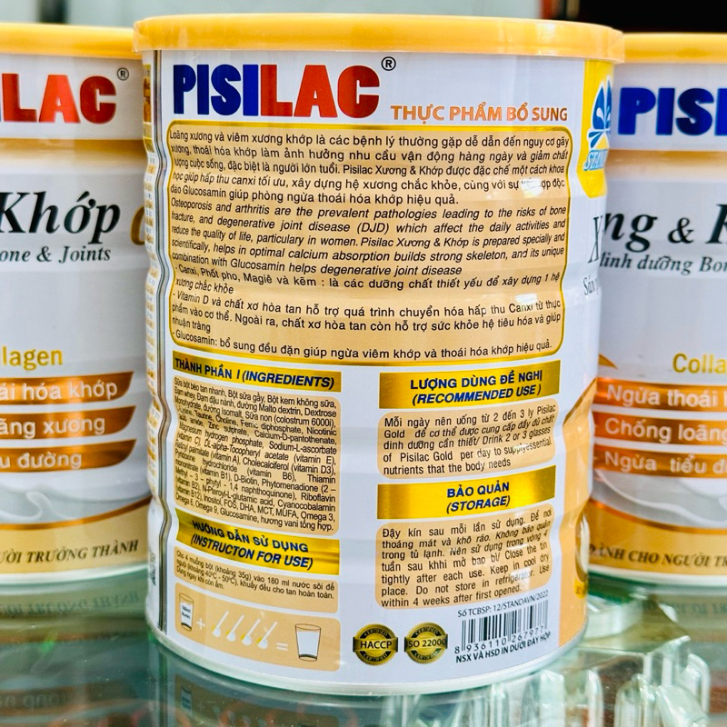 Sữa PISILAC XƯƠNG KHỚP 900G cho người loãng xương , đau nhứt xương khớp , tiểu đường