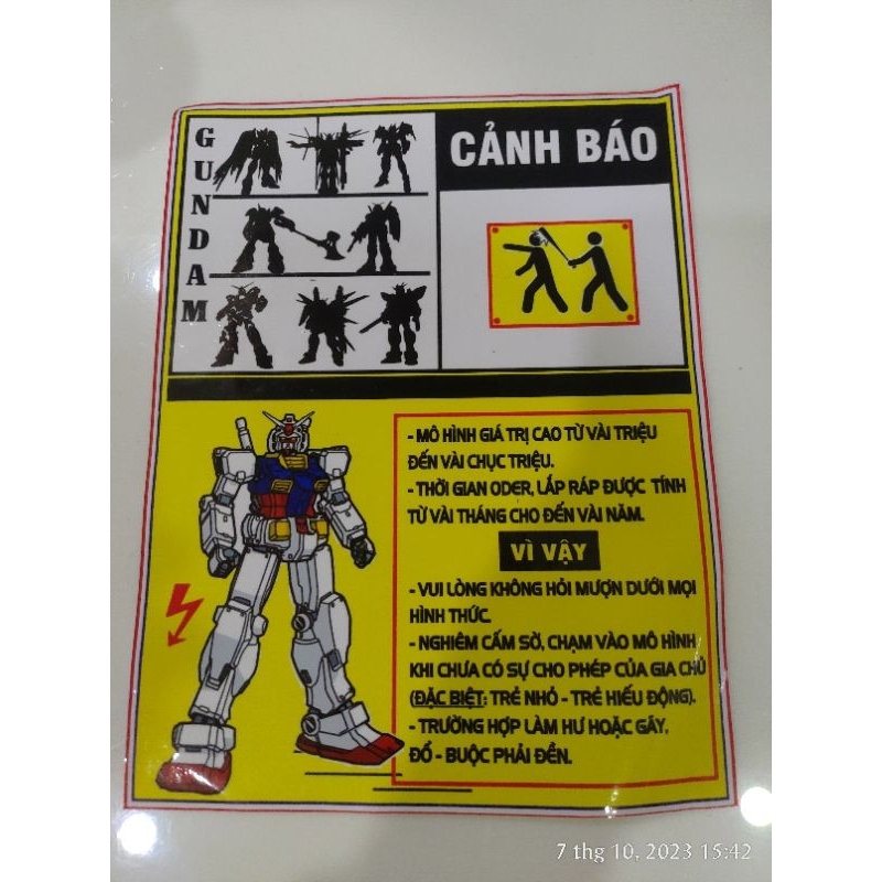 Bảng Cảnh Báo Cho Mô Hình GunDam - v.04