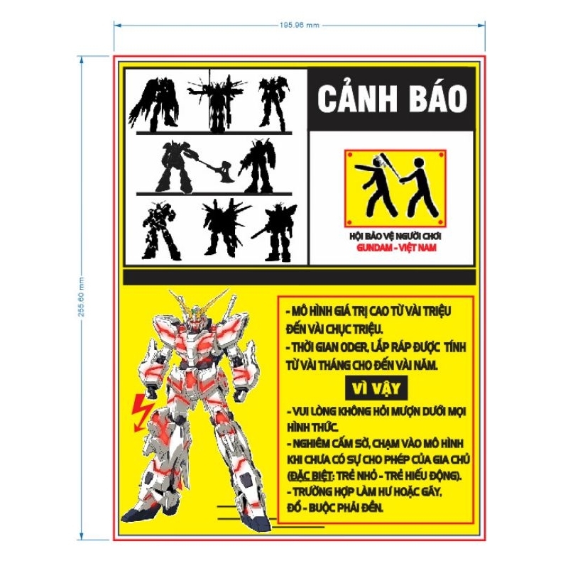 Bảng Cảnh Báo Cho Mô Hình GunDam - v.04