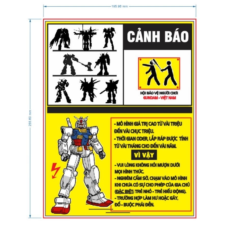 Bảng Cảnh Báo Cho Mô Hình GunDam - v.04