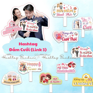 Hashtag cầm tay cưới, biển chụp hình cưới