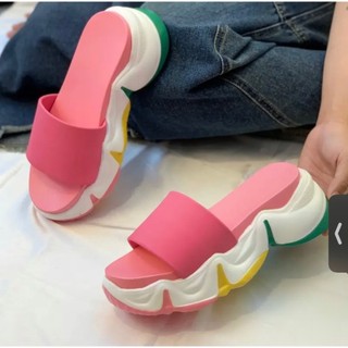 Dép đế xuồng tăng chiều cao 6cm quai ngang phối màu