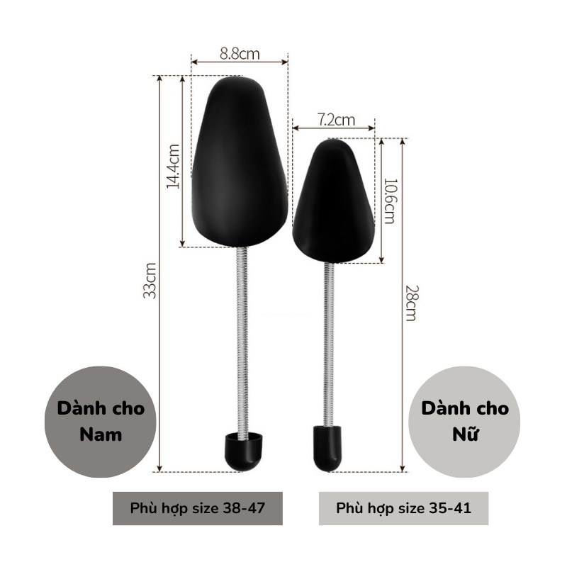 Cây giữ form giày nhựa shoe tree có lò xo tùy chỉnh size, dành cho giày nam và nữ