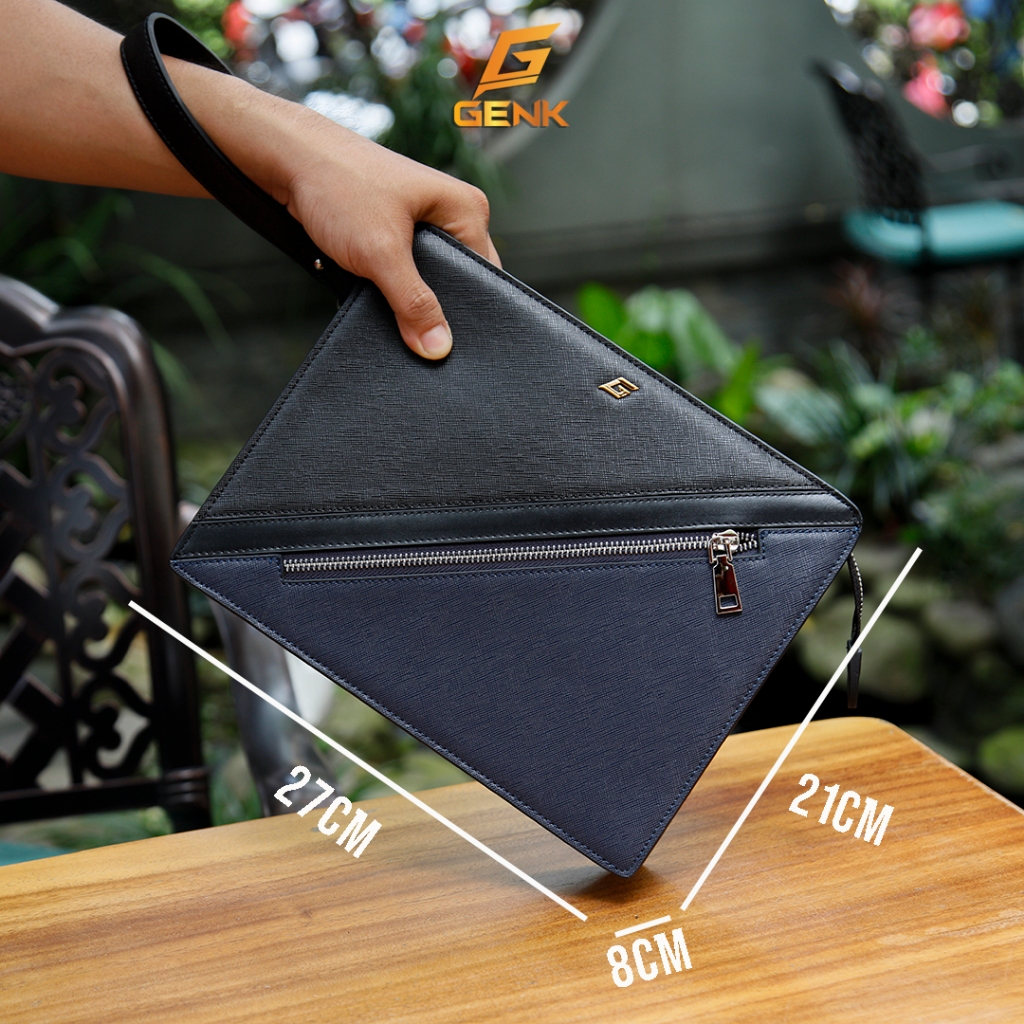 Ví Da Bò Nam Cầm Tay - CLutch Nam Thương Hiệu Genk - GBD05