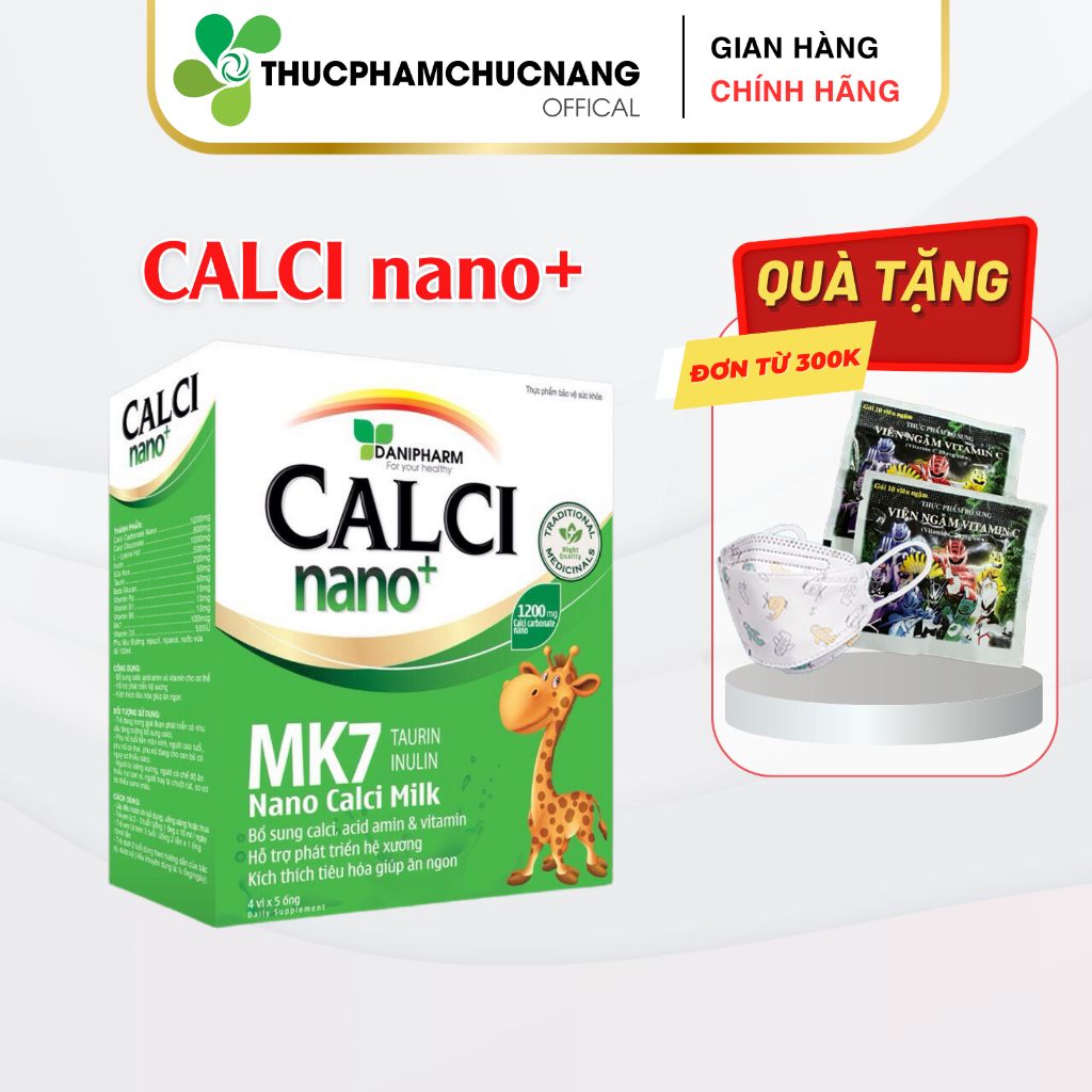 Canxi Nano DANIPHARM (20 ống), bổ sung canxi cho bé, tăng chiều cao, giúp bé ăn ngon ngủ tốt