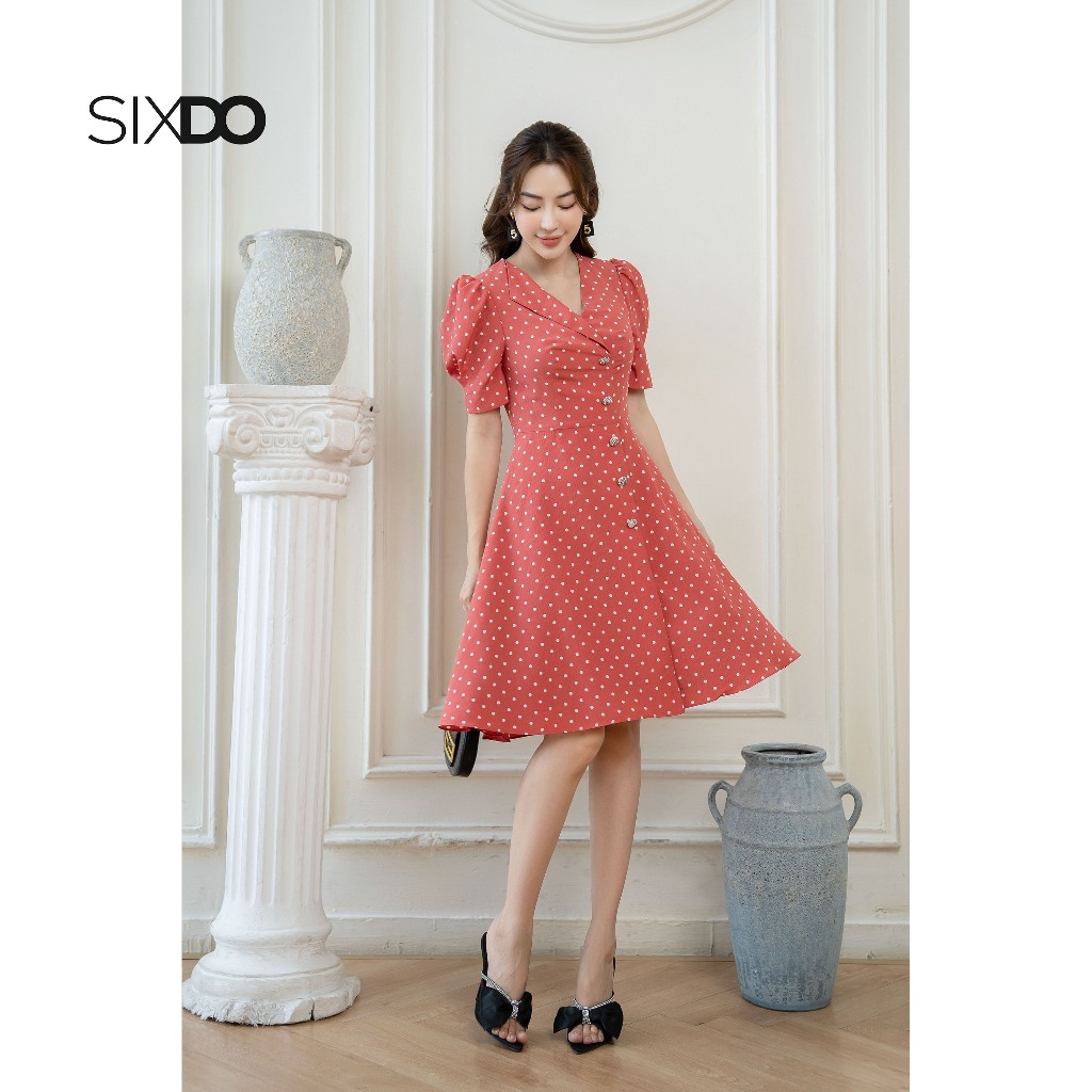 Đầm woven dáng xòe tay bồng SIXDO (Floral Mini Woven Dress)