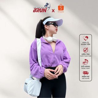Áo khoác croptop rút eo demont - chất nỉ da cá cao cấp - brun
