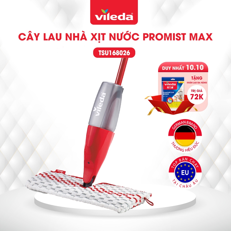 Cây lau nhà phun nước Vileda Promist Max tích hợp 2 tính năng, bông lau Powerzone quét sạch vết bẩn - TSU168026