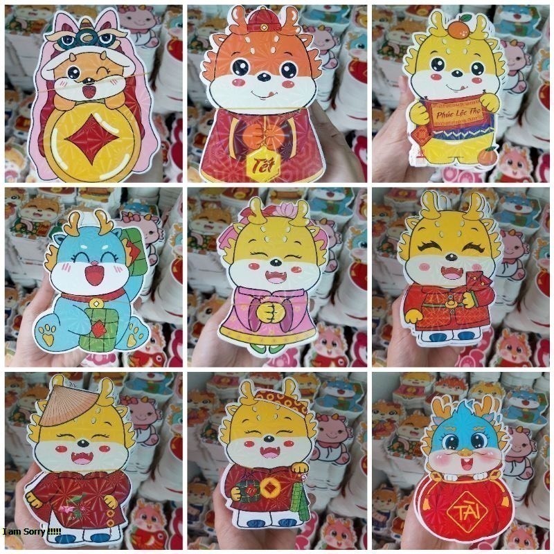 Combo 20 / 50 / 100 cái - Bao lì xì chibi dạ quang, bao lì xì 2023 mẫu mới