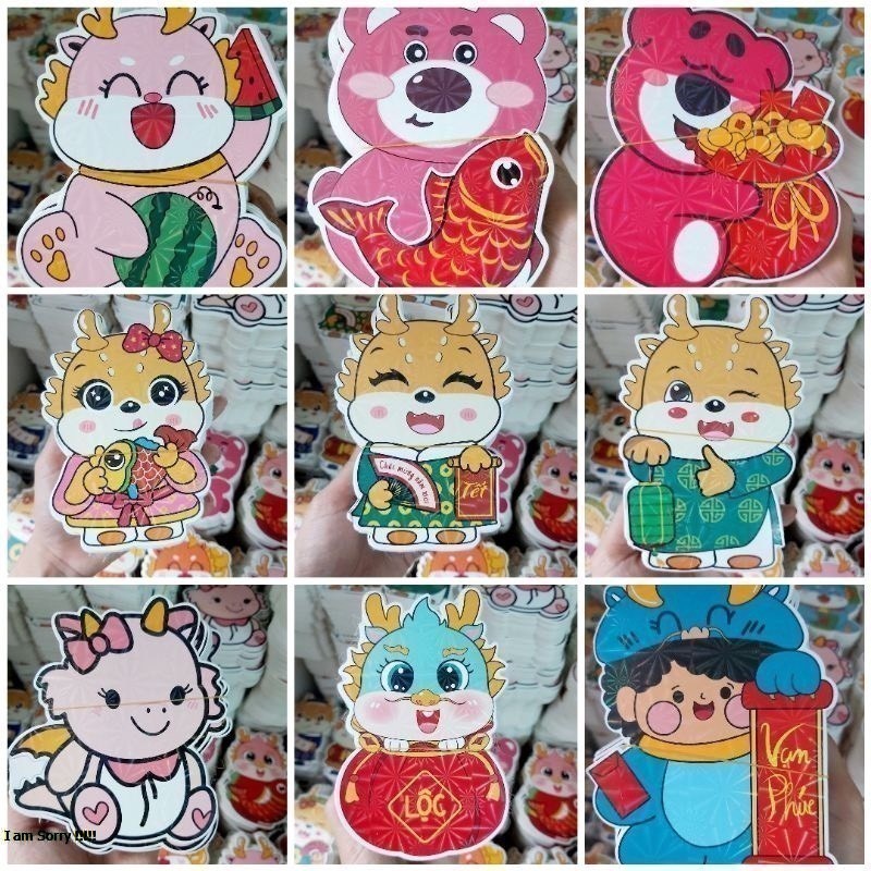 Combo 20 / 50 / 100 cái - Bao lì xì chibi dạ quang, bao lì xì 2023 mẫu mới
