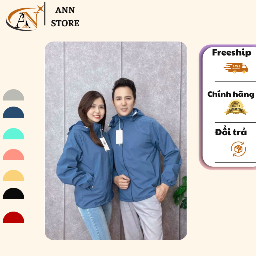 Áo khoác dù nam nữ 2 lớp có mũ chất gió tráng bạc, chống nước, chống gió G50