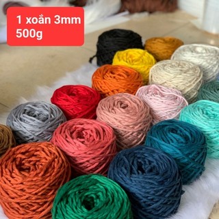 500g -Dây thừng se macrame sợi 1 xoắn -3mm. Nhiều màu sắc