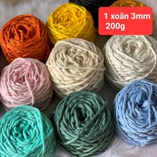 (200g )Dây thừng se macrame - 1 XOẮN size 3mm. FULL COLOR