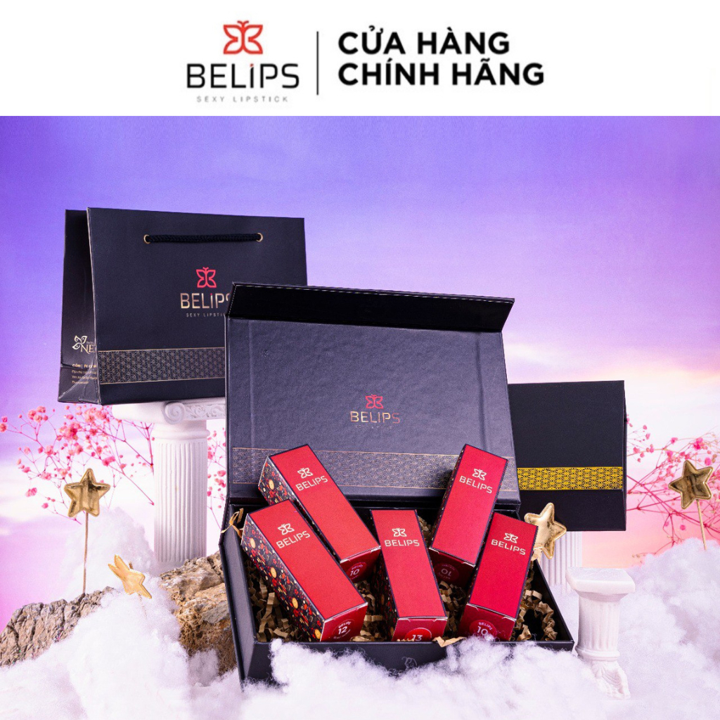 Set Son Quà Tặng Sang Trọng BELIPS - Combo 5 Son Thỏi Siêu Mướt Lì