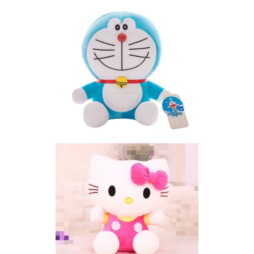 Gấu bông Doraemon và Helokitty to DRM 70 cm + KT 56 cm hình thú mềm mịn siêu dễ thương cho bé  .