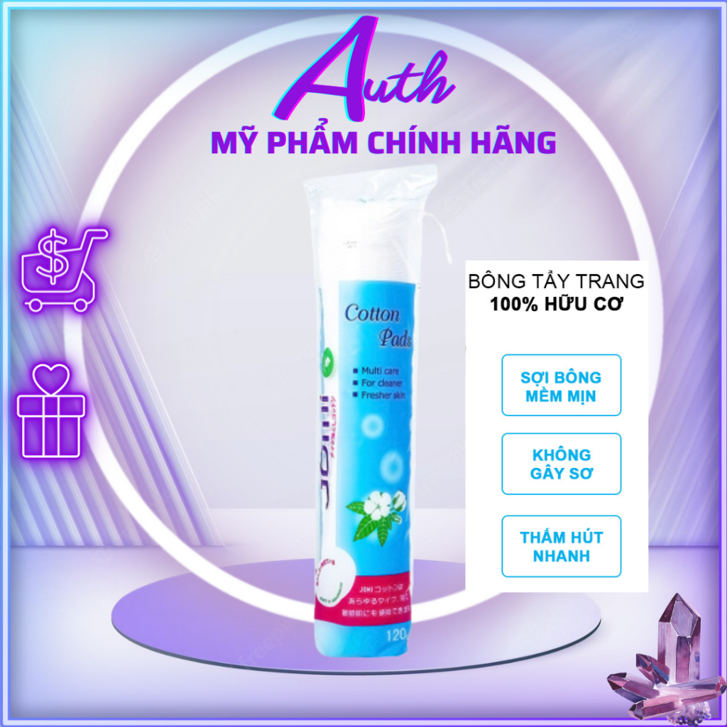 Bông tẩy trang Jomi Nhật Bản 100% cotton, tiết kiệm dung dịch 80 miếng 120 miếng