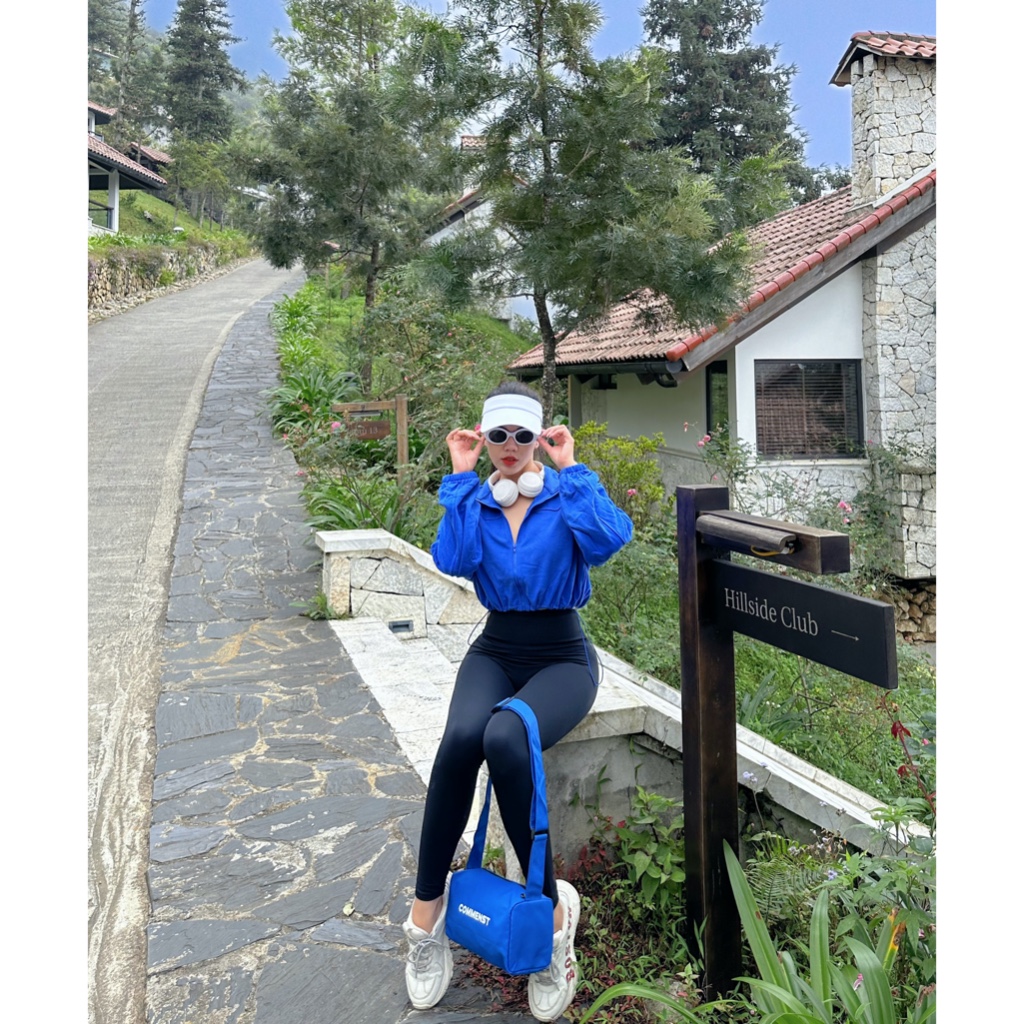 Áo khoác croptop rút eo DEMONT - Chất nỉ da cá cao cấp - BRUN