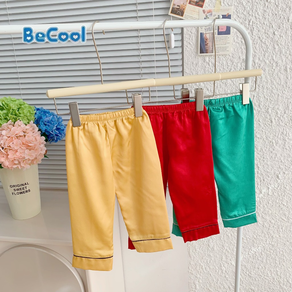 Bộ Pizama Lụa Trơn Dài BECOOL, Bộ Pizama Lụa Trơn Dài Cho Bé Từ 8 - 27kg
