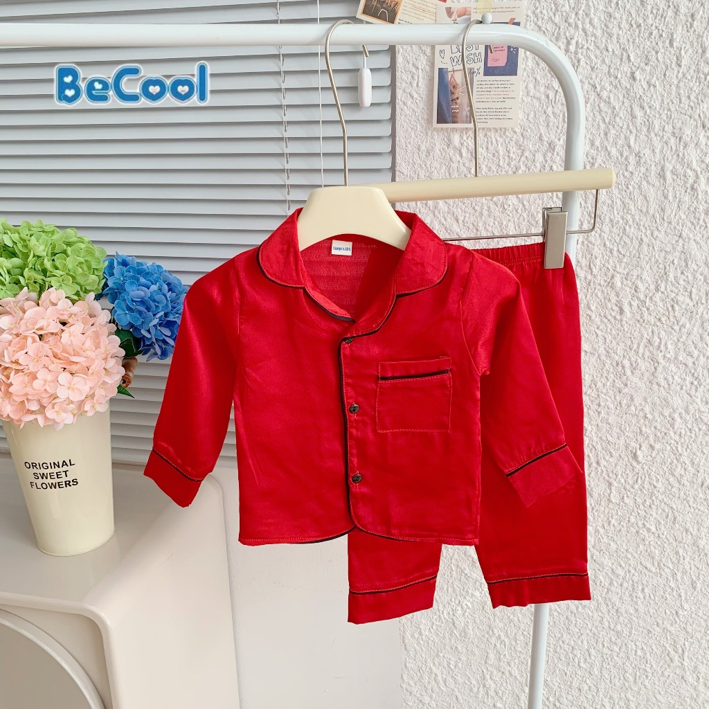 Bộ Pizama Lụa Trơn Dài BECOOL, Bộ Pizama Lụa Trơn Dài Cho Bé Từ 8 - 27kg
