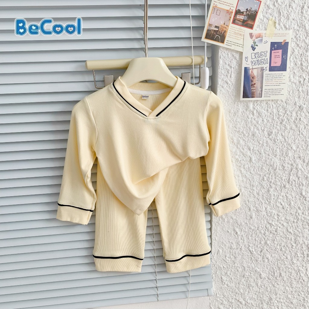 Bộ Dài tay Cổ V BECOOL, Bộ Dài Tay Thu Đông Cho Chất Zip Hàn Cho Bé Từ 8-27kg