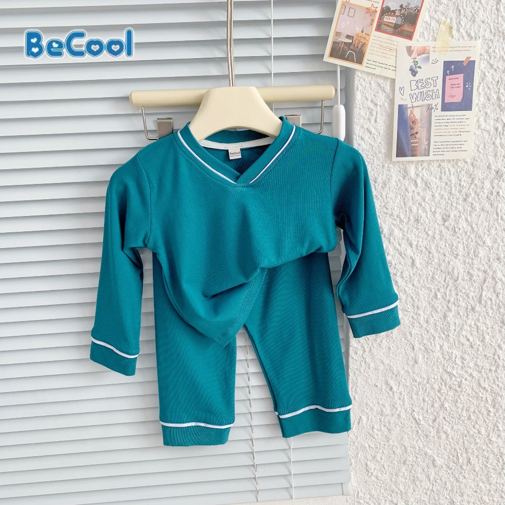 Bộ Dài tay Cổ V BECOOL, Bộ Dài Tay Thu Đông Cho Chất Zip Hàn Cho Bé Từ 8-27kg