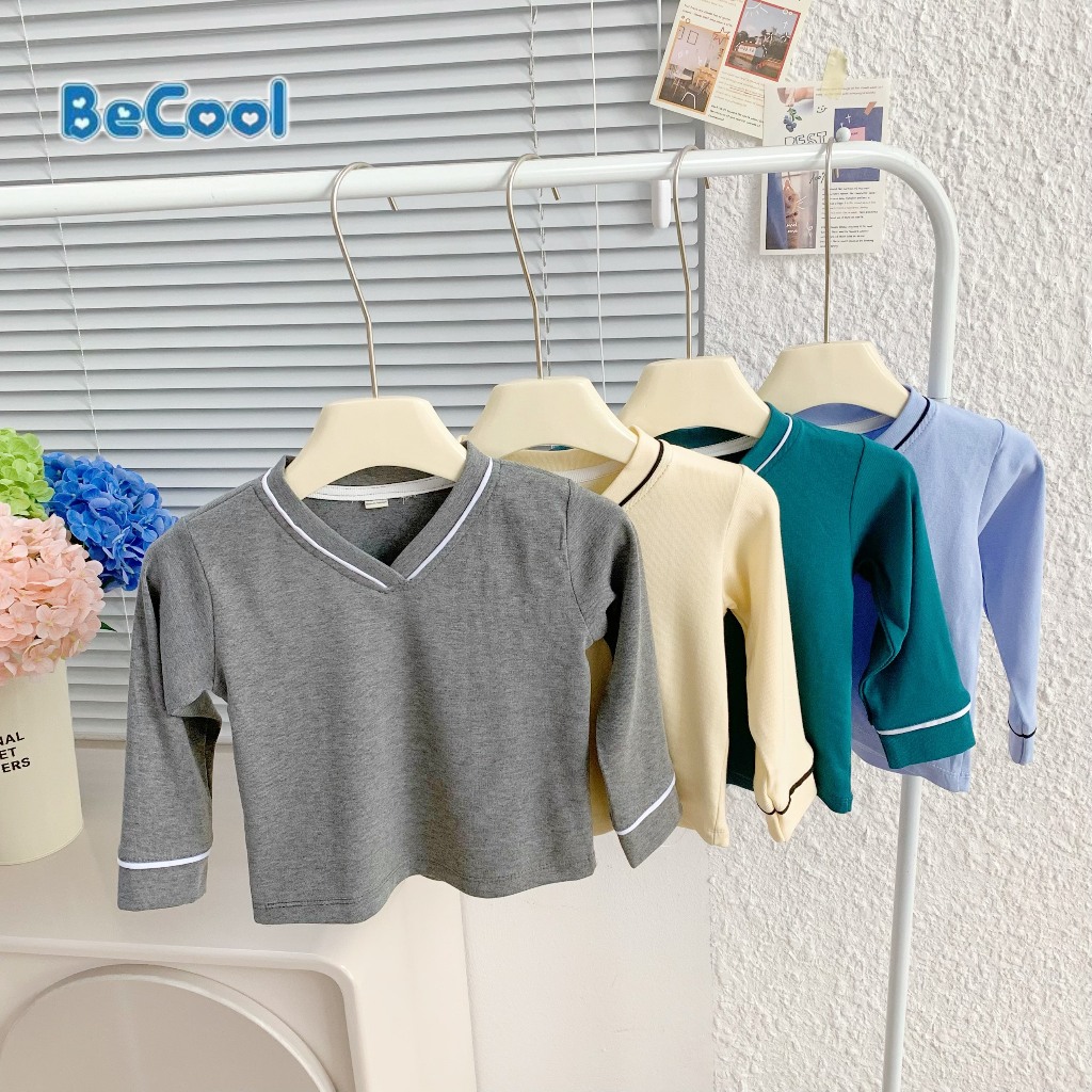 Bộ Dài tay Cổ V BECOOL, Bộ Dài Tay Thu Đông Cho Chất Zip Hàn Cho Bé Từ 8-27kg