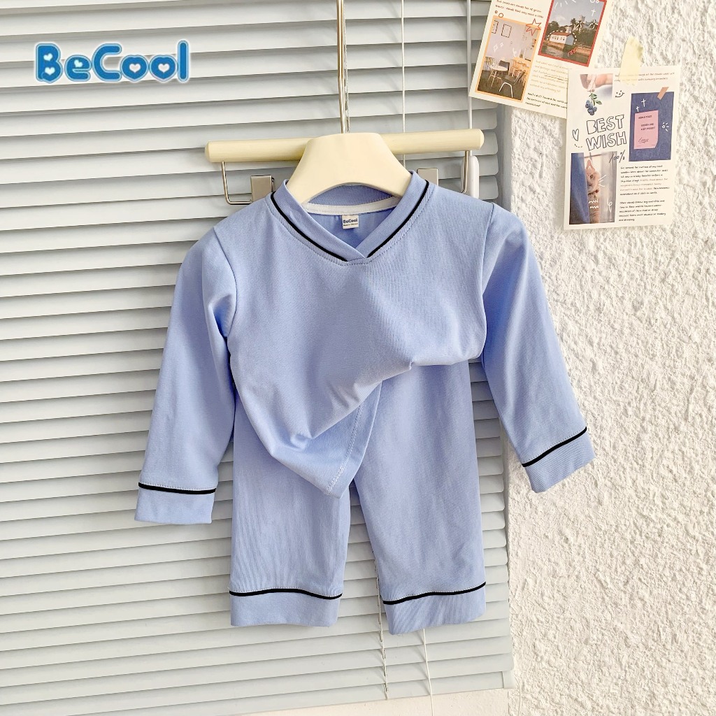 Bộ Dài tay Cổ V BECOOL, Bộ Dài Tay Thu Đông Cho Chất Zip Hàn Cho Bé Từ 8-27kg