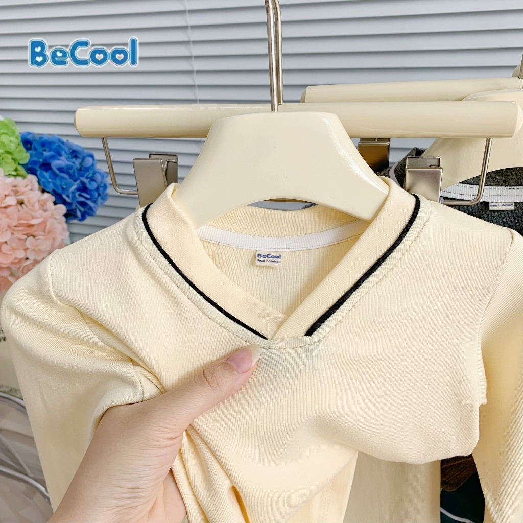 Bộ Dài tay Cổ V BECOOL, Bộ Dài Tay Thu Đông Cho Chất Zip Hàn Cho Bé Từ 8-27kg