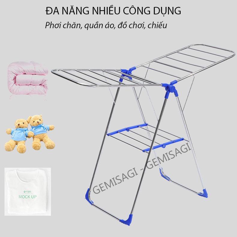 Giá Phơi Quần Áo Inox 304 Đa Năng Trong Nhà Kệ Phơi Chăn Đồ Em Bé Chắc Chắn