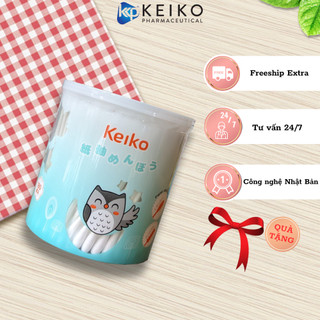 Tăm bông kháng khuẩn KEIKO Nhật Bản. Dành cho người lớn, 1 đầu xoắn 1 đầu thường. Hộp 180 cái.