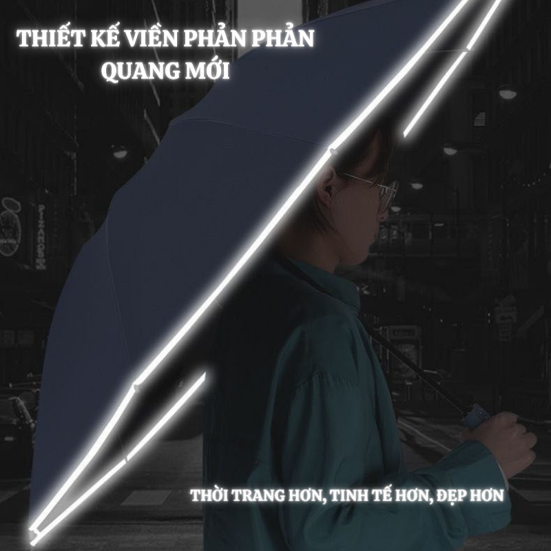Dù Che Mưa HUTO 20 Nan Viền Phản Quang Ánh Sáng Đi Đêm Chống Thấm