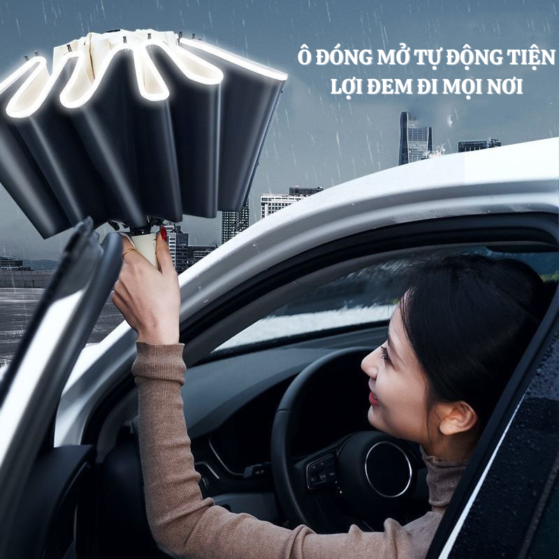 Dù Che Mưa HUTO 20 Nan Viền Phản Quang Ánh Sáng Đi Đêm Chống Thấm