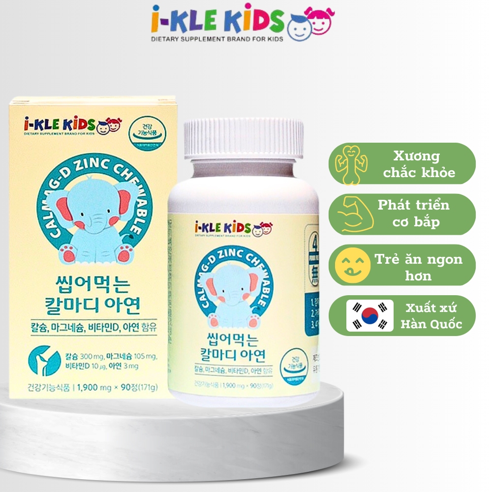 Kẹo Viên Chewable Calcium Magnesium Zinc - Viên Nhai Chắc Khỏe Xương Và Răng Cho Trẻ Hộp 90 Viên