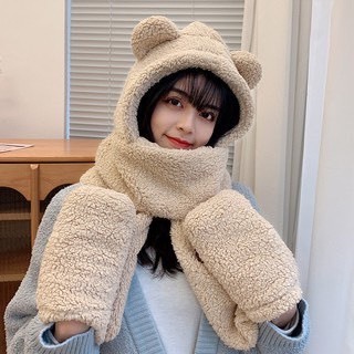 Mũ Len Tai Gấu Lông Mềm Bluehope có khẩu trang đáng yêu mẫu mới